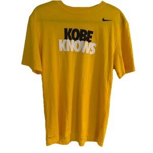 Vintage Kobe Bryant Lakers Yellow Kobe Knows NBA Nike Dri-Fit Large T Shirt